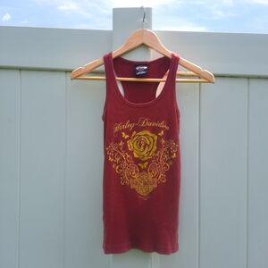 Y2K San Diego Harley-Davidson Tank Top | Rhinestones | Rose Butterfly Snowflakes